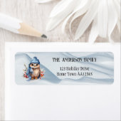 Étiquette de retour de Noël de Chouette Aquarelle  (En situation)