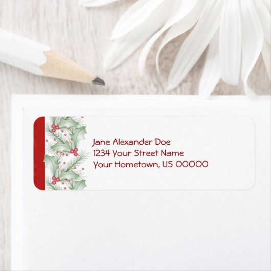 Étiquette de retour de Noël de Holly Berries (En situation)