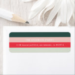 Étiquette de retour de Noël de la barre de couleur<br><div class="desc">Étiquette d'adresse de retour avec rayures modernes parfaites pour noël et la saison festive.</div>