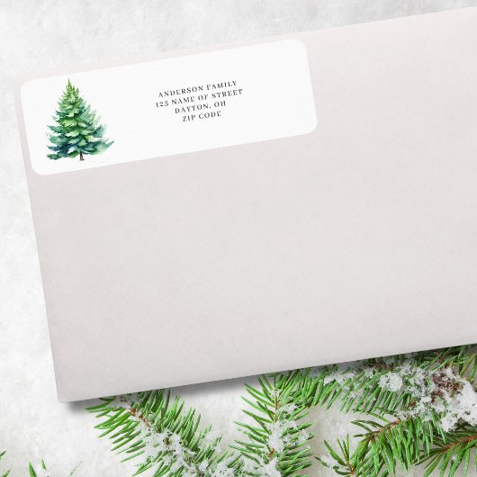 Étiquette de retour de Noël de l'arbre simple