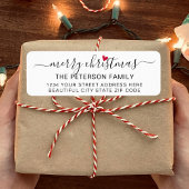 Étiquette de retour de Noël de script moderne