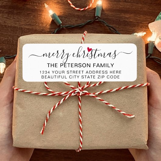 Étiquette de retour de Noël de script moderne