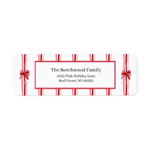 Étiquette de retour de Noël des vaches roses et ro (Devant)