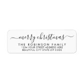 Étiquette de retour de Noël noir blanc (Devant)