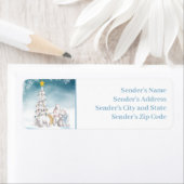 Étiquette de retour de Noël pour l'ours polaire (En situation)