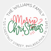 Étiquette de retour de Noël rétrospective personna (Devant)