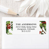 Étiquette de retour de Noël vintage Holly Frame (En situation)