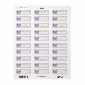 Étiquette de retour de papillon 3D violet et or (Feuille entière)