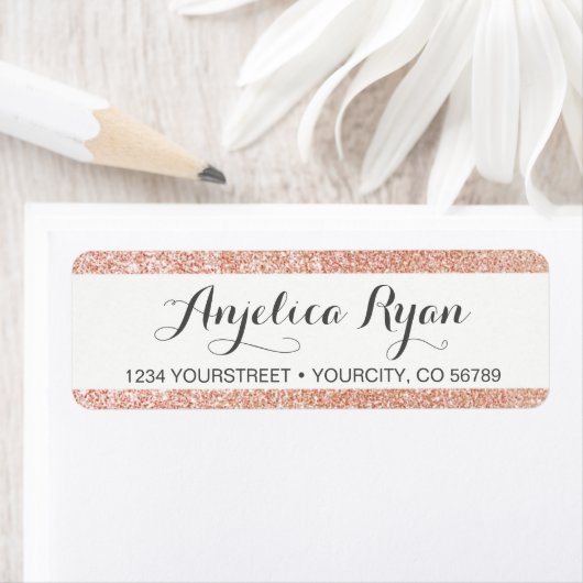 Étiquette de retour de Parties scintillant or Rose (En situation)