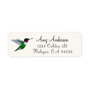Étiquette de retour des colibris à gorge rubis