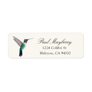 Étiquette de retour des colibris à gorge rubis