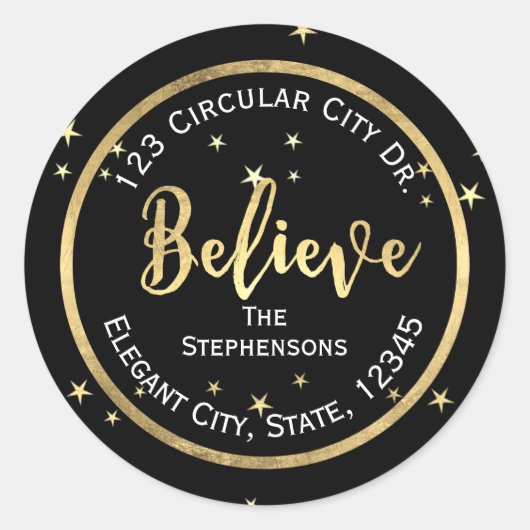 Étiquette de retour des étoiles d'or (Devant)