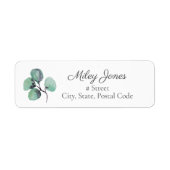 Étiquette de retour des Feuilles d'Eucalyptus aqua (Devant)