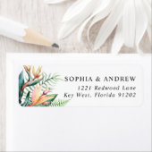 Étiquette de retour des fleurs vertes tropicales (En situation)