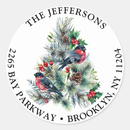 Étiquette de retour des oliviers et des oiseaux ro (Devant)