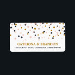 Étiquette de retour des points Confetti rose et or<br><div class="desc">Confetti Dots Retourner Adresse Étiquette étiquette de adresse élégant et unique avec points de confettis blush,  or et violet foncé. Des éléments correspondants et d'autres couleurs sont disponibles.</div>