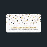 Étiquette de retour des points Confetti rose et or<br><div class="desc">Confetti Dots Retourner Adresse Étiquette étiquette de adresse élégant et unique avec points de confettis blush,  or et violet foncé. Des éléments correspondants et d'autres couleurs sont disponibles.</div>