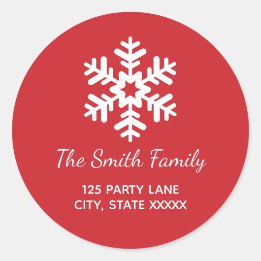 Étiquette de retour des vacances rondes de neige (Devant)