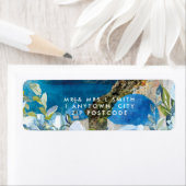 Étiquette de retour d'été pour les fleurs bleues d (En situation)