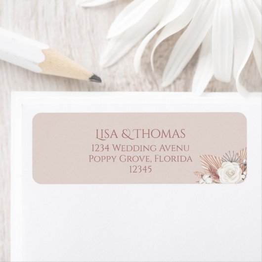 Étiquette de retour d'invitation de mariage Boho B (En situation)
