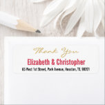 Étiquette de retour d'Merci de mariage personnalis<br><div class="desc">Créez votre propre étiquette d'adresse de retour personnalisée, personnalisée et élégante. Il suffit d'entrer les noms et l'adresse de la mariée et du mariée et de son mari. Un grand merci pour les étiquettes d'adresse de retour pour utilisation sur mariage, anniversaire de mariage, anniversaire, douche nuptiale, baby shower, jours fériés,...</div>