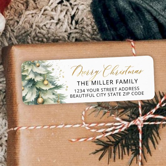 Étiquette de retour d'or de l'arbre de Noël