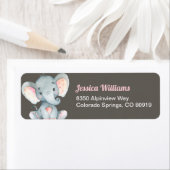 Étiquette de retour du Baby shower éléphant (En situation)