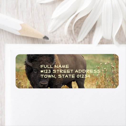 Étiquette de retour du bison de bois (En situation)