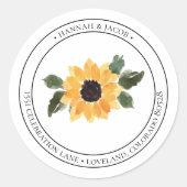 Étiquette de retour du cercle de tournesol rustiqu (Devant)