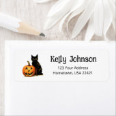 Étiquette de retour du Citrouille de chat noir Hal (En situation)