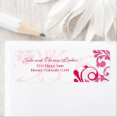 Étiquette de retour du Mariage Abstrait rose (En situation)