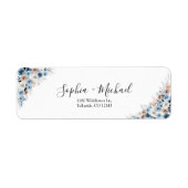 Étiquette de retour du Mariage Boho bleu (Devant)