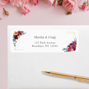 Étiquette de retour du Mariage de fleur mexicain F