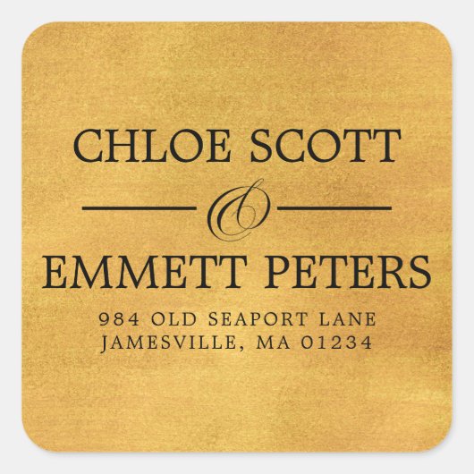 Étiquette de retour du Mariage d'or rustique (Devant)