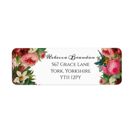 Étiquette de retour du Mariage Floral vintage (Devant)