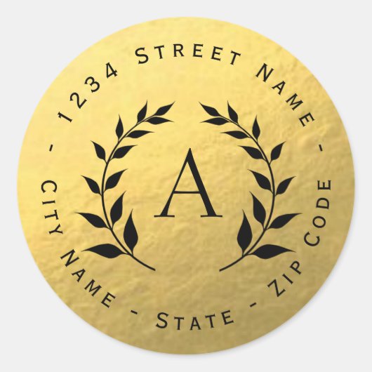 Étiquette de retour du monogramme de couronne d'or (Devant)