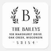 Étiquette de retour du monogramme de famille de la (Devant)