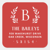 Étiquette de retour du monogramme de famille de la (Devant)