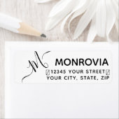 Étiquette de retour du monogramme de script modern (En situation)