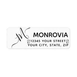 Étiquette de retour du monogramme de script modern