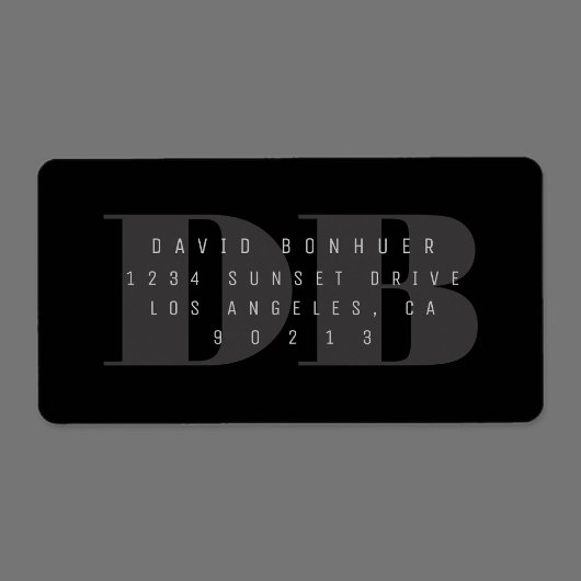 Étiquette de retour du monogramme noir gras