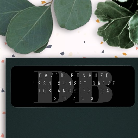 Étiquette de retour du monogramme noir gras