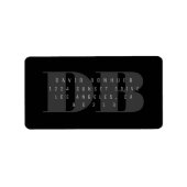 Étiquette de retour du monogramme noir gras (Devant)