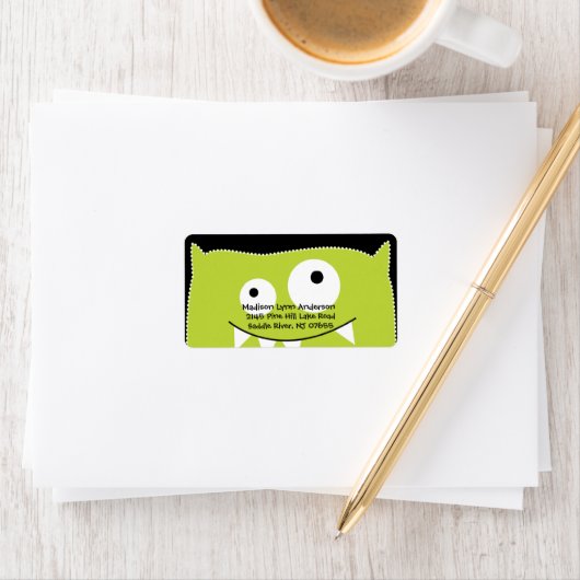 Étiquette de retour du monstre vert citron (En situation)