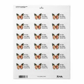 Étiquette de retour du papillon rose vintage (Feuille entière)