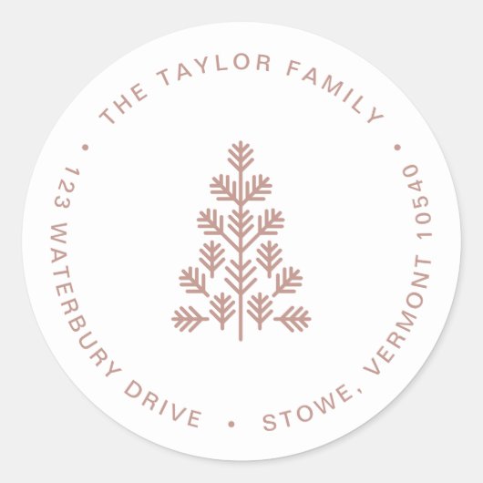 Étiquette de retour du Rose Dusty Holiday Tree (Devant)