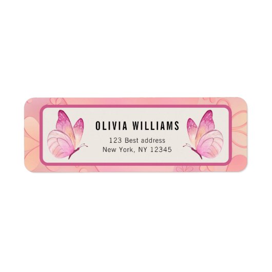 Étiquette de retour d'une petite couche papillon (Devant)