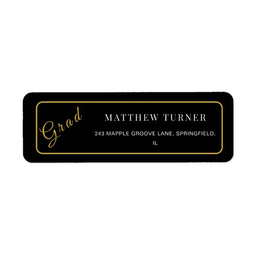 Étiquette de retour en or noir gras (Devant)
