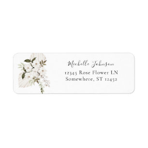 Étiquette de retour Floral Boho Blanc