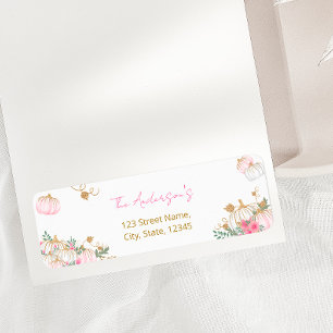 Étiquette de retour Floral Citrouille rose
